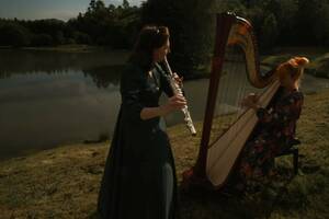 photo Concert de Harpe Celtique et Flûte Alto dans un jardin chez l'habitant