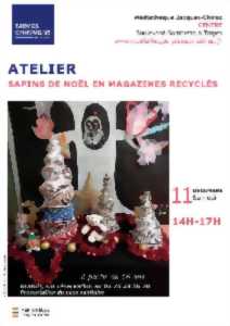 photo Atelier Sapins de Noël en magazines recyclés