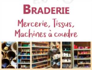 photo Braderie de mercerie, tissus, machines à coudre