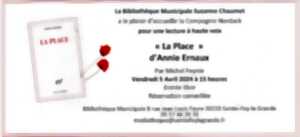 Lecture à haute voix La Place d'Annie Ernaux par Michel Feynie