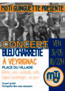 Concert Bleu Charette sur la place du village de Veyrignac