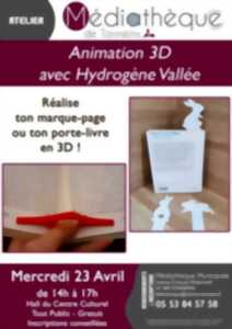 Atelier Animation 3D avec Hydrogène Vallée à la Médiathèque