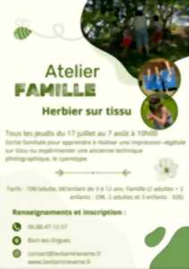 photo Atelier en famille : impression végétale sur tissu