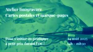 photo Atelier linogravure - Cartes postales et marque-pages