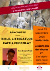 photo Bible, littérature, café et chocolat, avec Evelyne Frank