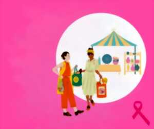 Stand de sensibilisation pour Octobre rose sur le marché