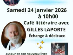 photo café littéraire avec Gilles LAPORTE