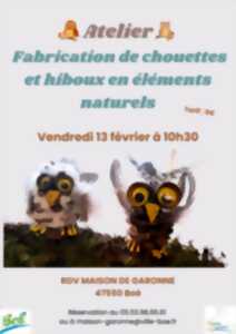 photo Atelier de fabrication de chouettes et hiboux en éléments naturels
