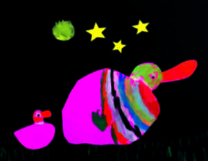 photo Petits canards au clair de lune