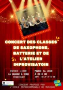 Concert des classes de saxophone et batterie et de l’atelier improvisation