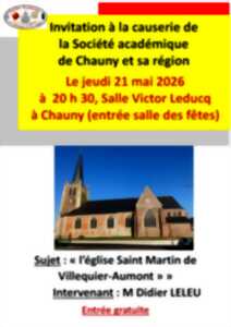 Invitation à la Causerie de la Société Académique de Chauny et sa Région
