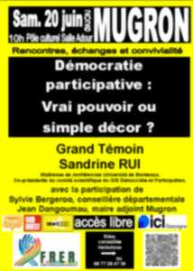 photo Rencontre FRER : Démocratie participative : vrai pouvoir ou simple décor ?