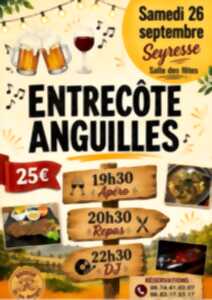 Repas entrecôtes anguilles