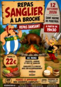 Repas sanglier à la broche