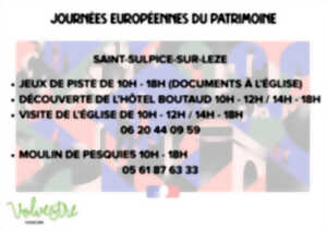 JOURNÉEES EUROPÉENNES DU PATRIMOINE : SAINT-SULPICE-SUR-LÈZE