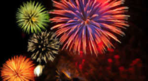 photo 14 juillet à Najac : Repas et feu d'artifice